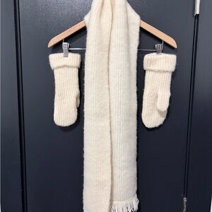 Cozy Cream Scarf and Mittens Set